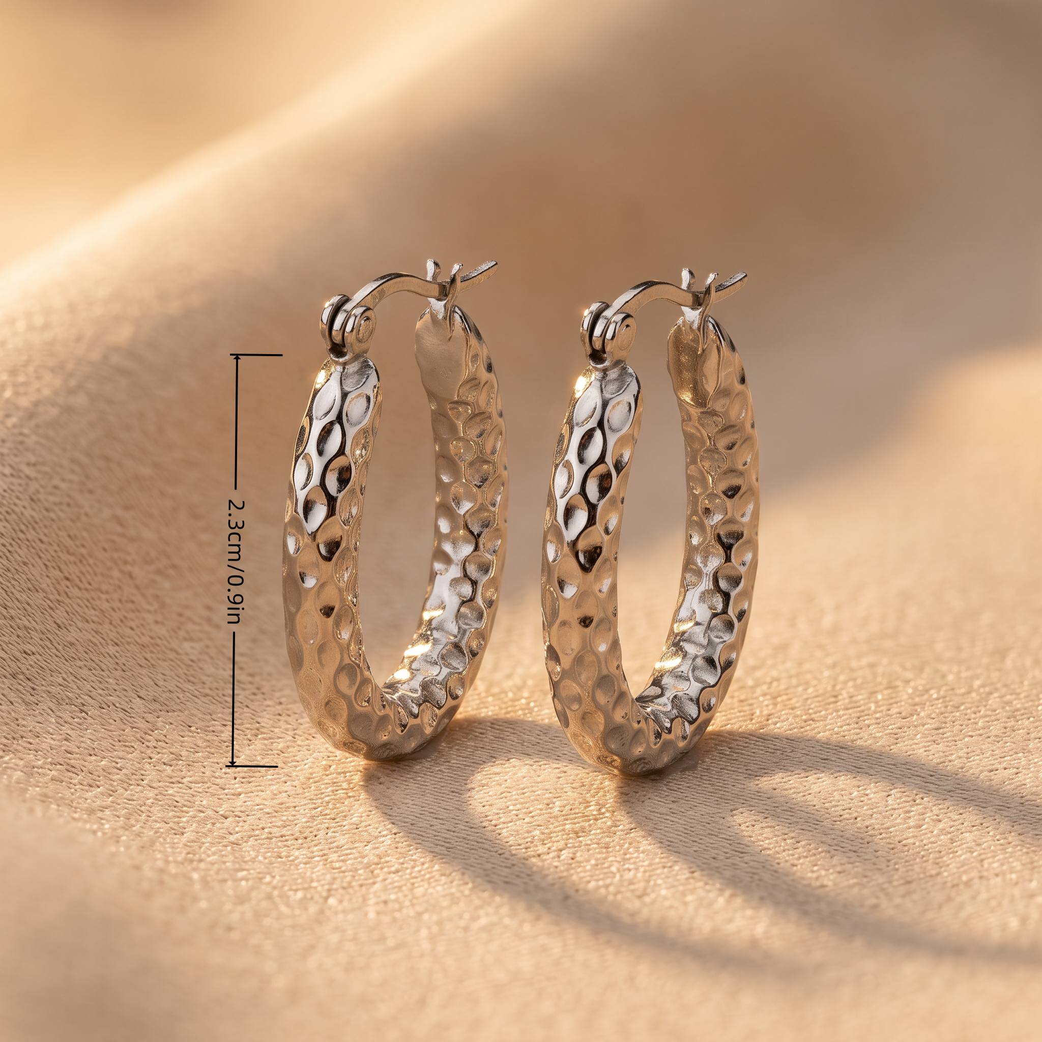Women's High-Quality Stainless Steel Oval Ear Studs with C-Shaped Ring, Elegant Design